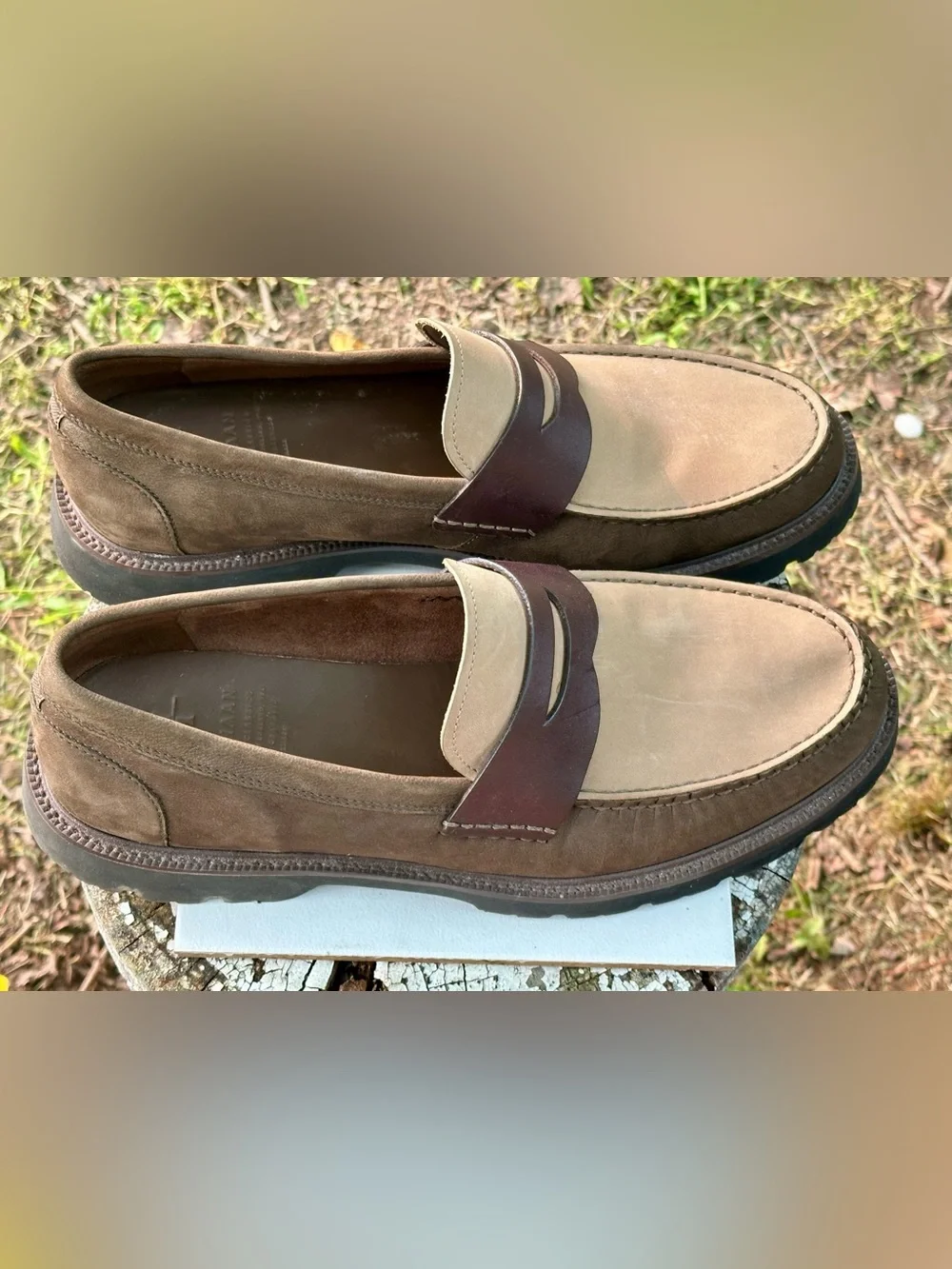 Men's Two-Tone Brown Penny Loafers